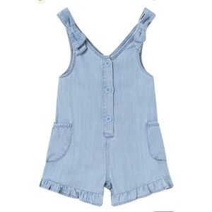 Mayoral Denim Chambray Overall Romper 18 Months‎ Sleeveless Ruffle